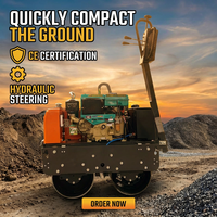 Compacteur routier mini 0,6 tonne 0,8 tonne, à poussée manuelle, à double tambour vibrant, CE EPA