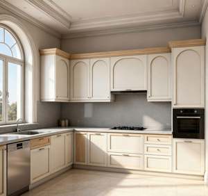 BALOM Customized Size Kitchen Cabinets Wood Material Modern Style With Glass Door and Storage <b>Cupboard</b> for Home Apartment - Product Image 4