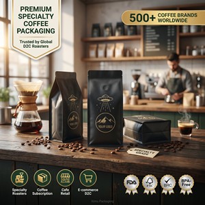 Bolsa <span class=keywords><strong>de</strong></span> Café <span class=keywords><strong>de</strong></span> Lujo con Fondo Plano, Válvula y Cierre, Sellado <span class=keywords><strong>de</strong></span> 8 Lados, Impresión Personalizada, Grado Alimenticio, a Prueba <span class=keywords><strong>de</strong></span> Humedad, 1lb 16oz, para Granos Enteros - Product Image 3