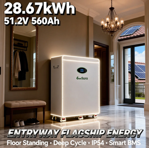 Baterai Lithium Ion 28kWh 48V 51.2V 560Ah untuk Sistem Tenaga Surya Off Grid, Tipe Berdiri Lantai dengan Roda - Product Image 3