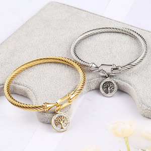 <span class=keywords><strong>Bracelet</strong></span> personnalisé en acier inoxydable <span class=keywords><strong>avec</strong></span> gravure <span class=keywords><strong>de</strong></span> l'<span class=keywords><strong>arbre</strong></span> <span class=keywords><strong>de</strong></span> <span class=keywords><strong>vie</strong></span>, plaqué or, cadeau d'anniversaire pour unisexe, best-seller - Product Image 1