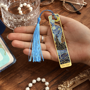 Marcapáginas Metálicos Florales con Borla, Estilo de Pintura Artística de <span class=keywords><strong>Van</strong></span> <span class=keywords><strong>Gogh</strong></span>, Regalos Ideales para Amantes de los Libros, Escritores, Lectores, Mujeres, MOQ Bajo - Product Image 5