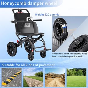 Silla de ruedas <span class=keywords><strong>manual</strong></span> ligera plegable de aluminio negro de la mejor calidad para discapacitados y ancianos - Product Image 4