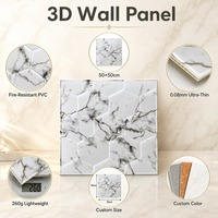 Panel Dinding 3D PVC Putih Matte Desain Sarang Lebah Kustom Pabrik 50x50 untuk Interior Bar Komersial