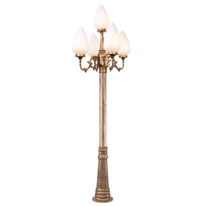 Lampadaire de jardin extérieur en fer avec abat-jour en verre, ampoule LED A19 non amovible, AC 220V, blanc chaud 2700K, IP66, détecteur de mouvement solaire - Product Image 1