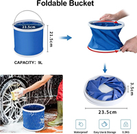 Kit de nettoyage de voiture 10 pièces avec sac de rangement 9L ensemble de brosses de détail de seau pliable brosse de roue à manche court
