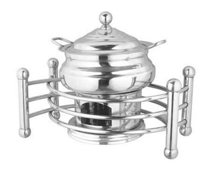 Stainless Steel Chafing Dish With Lid And <b>Stand</b> For Buffet Displays Silver Circular Alcohol Heating Manual <b>Control</b> - Product Image 1