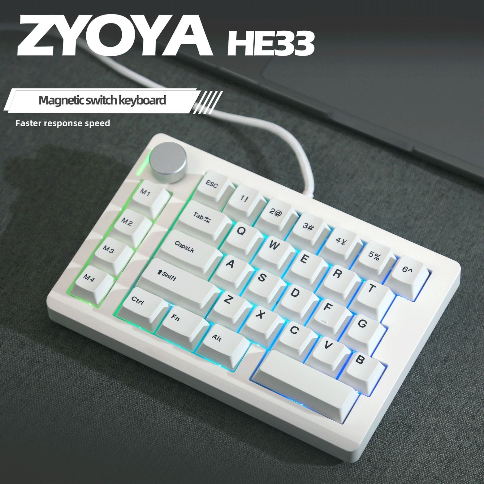 ZUOYA HE33 One-Handed Magnetic Switch Gaming Keyboard - Wired, RGB