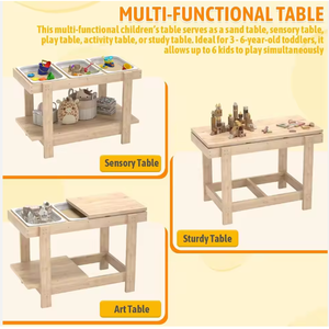 Mesa Sensorial Moderna para Niños, Escritorio de Actividades con Contenedores de Almacenamiento Plegables para Jugar con Arena, Agua y Madera, para la Escuela, Comedor, Dormitorio, Bebés - Product Image 6