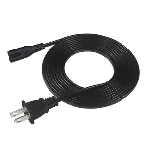 USA to C7 power cord NEMA 1-15P standard USA 2 pin plug to IEC C7 figure 8 receptacle with 18/2 SPT-2 black wire power