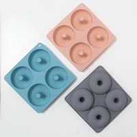 Moule à beignets de forme ronde à 4 cavités Moule à beignets en silicone pour gâteau au chocolat Moule à dessert pour outil de cuisson