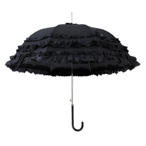 LOTUS New <span class=keywords><strong>Elegant</strong></span> Women's Three-Layer Straight Pagoda Parasol Umbrella Offres Spéciales for Weddings Polyester with Plastic Handle - Product Image 4