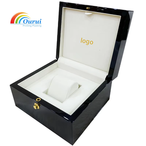 Factory Direct Glossy Wooden <b>Watch</b> Box with Leather Lining, Premium Piano Finish Single <b>Watch</b> Presentation Box with Wooden <b>Case</b> - Product Image 1
