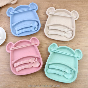 ชุดชามรูปทรงหมีลายการ์ตูนของ<span class=keywords><strong>เด็ก</strong></span>ทำจากเส้นใยฟางข้าวสาลีเพื่อสุขภาพและทนทาน - Product Image 6