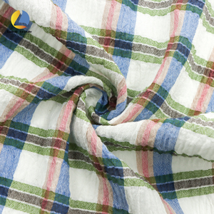 Mềm Gingham Vải Sợi Nhuộm Vải Crepe Chấ<span class=keywords><strong>t</strong></span> Liệu 99% Cotton 1% Spandex Seersucker Kiểm Tra Vải Cho Trẻ Em Quần Áo - Product Image 6