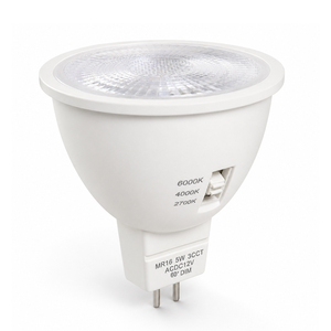 หลอดไฟ LED MR16 5W 3CCT เลือกได้ แสงสี 2700K 4000K 6000K ACDC 12V ขั้ว GU5.3 พลาสติก - Product Image 2
