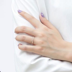 Anneaux simples en argent sterling S925, bijoux fins en gros, anneaux de fiançailles et de mariage en or rose pour femmes, anneau plaqué or - Product Image 3