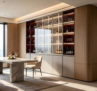 Mueble de Madera de Roble para Sala de Estar, Moderno, Sencillo, Diseño Libre, Práctico, de Calidad, con Luz LED de Vidrio, Ecológico
