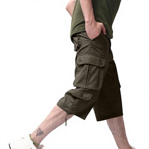 Custom Cargo <b>Shorts</b> for Men Solid Cotton Buttons Zipper Straight Capris with Muti Pockets Loose Fitting Athletic <b>3</b>/<b>4</b> Length Pant - Product Image 6