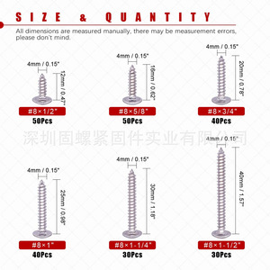 240pcs Self Tapping Screws 304 Stainless Steel Phillips Head Flat Head M4x16mm M4x12mm Metal <b>Fasteners</b> - Product Image 2