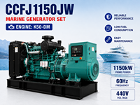 Grupo electrógeno marino trifásico sin escobillas SCDC CCFJ1150JW de 1150 kW y 1800 rpm, generador diésel K50-DM para dragas y transbordadores.