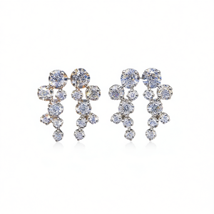 Boucles d'oreilles en or blanc E1312 avec diamants ronds taille brillant, couleur D, naturels, bijoux de luxe pour femmes, bijoux de mariage - Product Image 1
