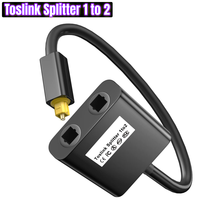 Pemisah Audio Serat Optik Toslink Digital 1 masuk 2 keluar dengan Konektor Berlapis Emas 24K untuk Pemutar CD, Pemutar DVD.
