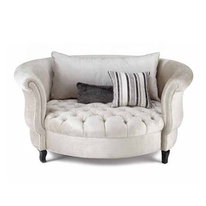 Nouvelle conception, plusieurs couleurs, fauteuil repose-pieds en cuir et velours, capitonné, rond, canapé simple rond - Product Image 1
