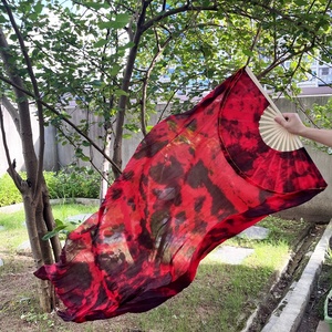 Ventaglio di seta di <span class=keywords><strong>danza</strong></span> del ventre veli fatti a mano colorati tinto in cravatta per donne che ballano spettacolo artistico - Product Image 2