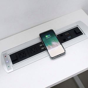 Caja de enchufe abatible Vticnica automática motorizada para mesa de conferencias, tira de alimentación empotrada con puertos de carga USB - Product Image 3