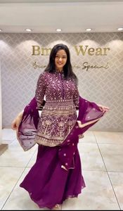 ชุดเสื้อและกางเกงปาลาซโซสไตล์อินเดีย-ปากีสถาน คุณภาพสูง พร้อมสวมใส่ พร้อมผ้าคลุมไหล่ ปักลายอย่างดี ราคาคุ้มค่า - Product Image 5