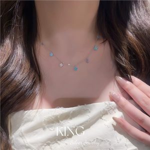 ชุดเครื่องประดับเงินแท้ King Silver Jewelry S925 ลายใบโคลเวอร์สี่แฉก สร้อยคอและกำไลข้อมือ สำหรับผู้หญิง สวมใส่ได้ทุกวัน แฟชั่นเครื่องประดับ - Product Image 4