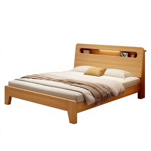 <span class=keywords><strong>Letto</strong></span> Moderno in Legno Massello con Testiera Integrata con Vano Contenitore, Finitura Rovere Naturale, Arredamento Camera da <span class=keywords><strong>Letto</strong></span> per Appartamento - Product Image 2
