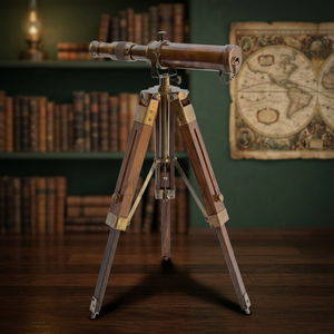 Télescope Nautique Vintage en Laiton avec Trépied en Bois, Finition Marron Polie Antique, Logo Personnalisé, Cadeau Décoratif MILAP INDUSTRIES - Product Image 3