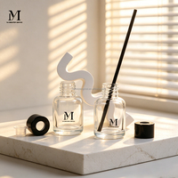 Meilleure Vente Usine Luxe 30ml Bouteille Ronde en Verre Transparent pour Diffuseur à Bâtonnets Désodorisant d'Ambiance avec Bâtonnets en Fibre