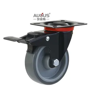 wholesale Industrial duty caster wheel break double bearing swivel gray TPR caster with black lacquer fork customized any size