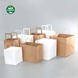 Bolsa de papel emballage para <span class=keywords><strong>restaurante</strong></span> pequeño, bolsa de papel kraft con impresión de logotipo personalizado, color blanco y marrón - Product Image 1