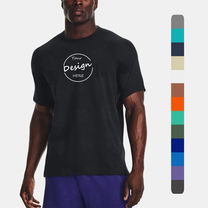 Camiseta Deportiva de Gimnasio Personalizada de Alta Calidad al por Mayor, de Algodón y Elastano, con Estampado en Serigrafía, Transpirable, de Manga Corta Raglán - Product Image 1