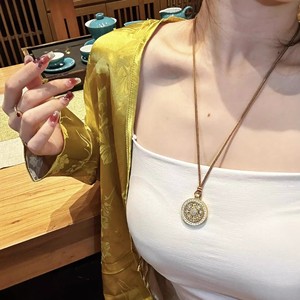 Nouveau collier pendentif en laiton antique chinois plaqué or, rotatif, porte-bonheur, huit trésors, <span class=keywords><strong>boussole</strong></span>, pour femme - Product Image 3
