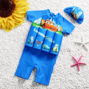 Hot Selling One Piece Swimwear Kids Bathing Suits Buoyancy Short Sleeve Children Safety Swimsuit For Baby
