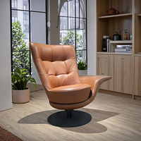 Canapé tournant italien moderne et léger de luxe avec rotation à 360 degrés en cuir véritable pour espaces lounge