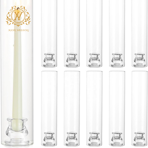 Candelabros de vidrio transparente Hurricane, candelabro cilíndrico a prueba de viento de una sola cabeza para centros de mesa de boda, Decoración de mesa - Product Image 6