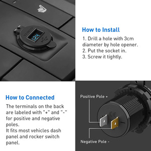 Cargadores de batería de teléfono móvil para uso en vehículos Dual USB QC 3,0 PD <span class=keywords><strong>tipo</strong></span> <span class=keywords><strong>C</strong></span> cargador de coche enchufe USB interruptor de alimentación para camión - Product Image 5