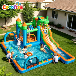 Cocofish - Tobogán Acuático Inflable 9 en 1 <span class=keywords><strong>para</strong></span> Niños, Parque Acuático con Tobogán Húmedo y Seco <span class=keywords><strong>para</strong></span> Jardín Trasero - Product Image 1