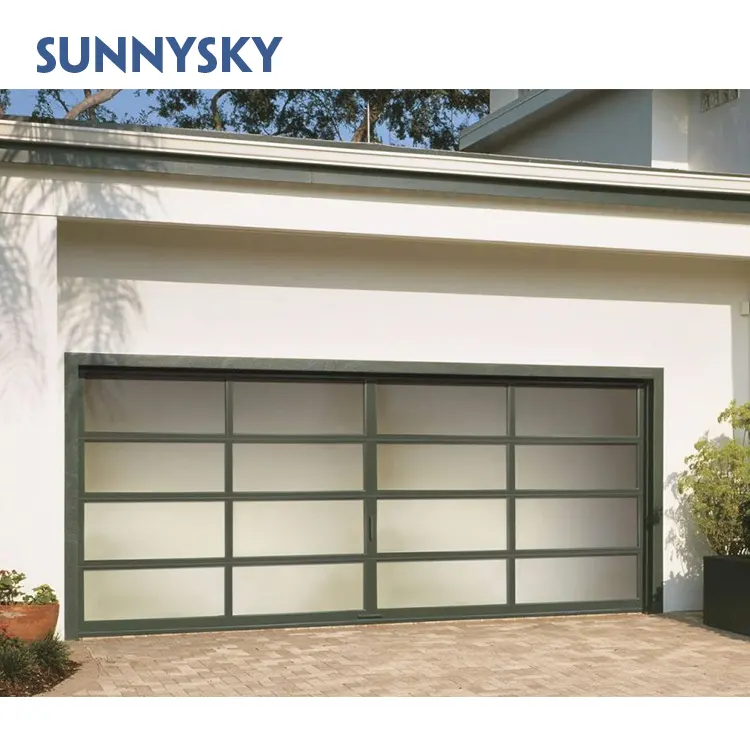 Sunnyskyアルミ電気シャッターガレージドアハウス外装二重ガラスガレージドア