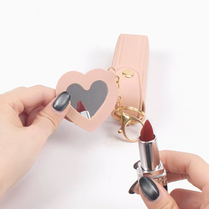 Portable Red Lipstick Cosmetic <b>Bag</b> <b>Mini</b> PU Leather Storage Wallet with Key Chain <b>Gift</b> for Lipstick Lovers - Product Image 2