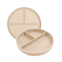 Assiette bébé en silicone anti-déversement résistante à la chaleur Eversou, 3 compartiments, plateau d'alimentation à ventouse pour tout-petits avec couvercle