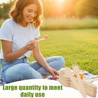 Lot de 50 fourchettes en bois jetables, fourchettes en bois de 6,3 pouces, fourchettes biodégradables écologiques compostables, couverts en bois