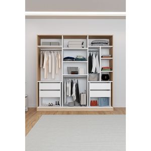 Armoire autoportante Kale à 6 portes en mélamine blanche avec 4 tiroirs et 13 étagères, fonction pliable pour chambre et rangement hôtelier - Product Image 2