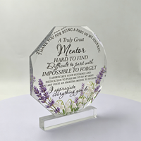Plaque d'appréciation personnalisée en acrylique transparent OEM - Trophée gravé floral pour cadeau d'entreprise, enseignant et remise de diplôme